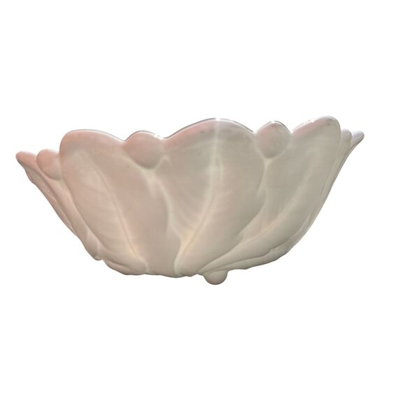 Vintage Milk Glass Bowl By Indiana Glass Co. Wild Rose Pattern Scalloped Edge 9 - Picture 3 of 9